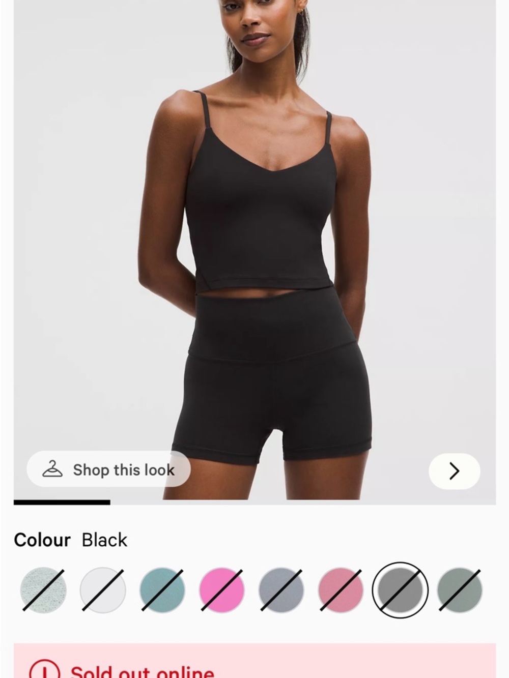 lululemon align cropped cami tank A/B size 6 black